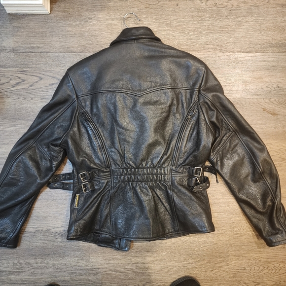 First Gear Womens Heavy Duty Vented Padded Leather Motorcycle Jacket - Picture 2 of 13